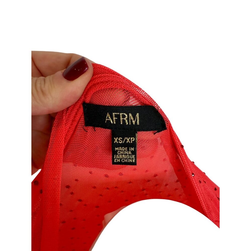 AFRM red long sleeve mesh top with rhinestones NWT - XS - Picture 4 of 7
